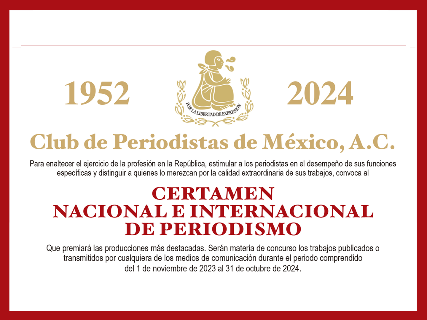 Convocatoria al LIV Certamen Nacional e Internacional de Periodismo 2024